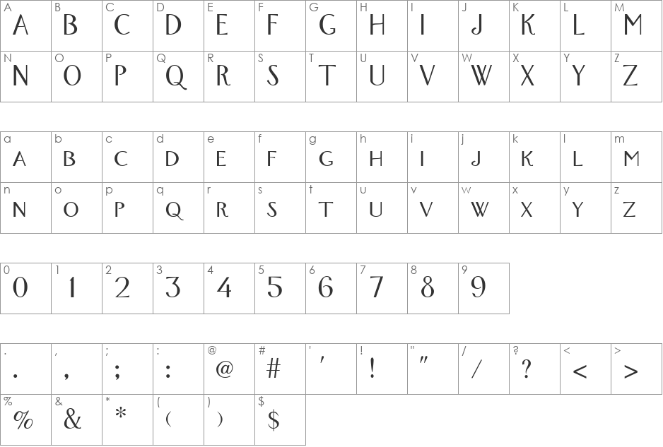 Fox Trot font character map preview