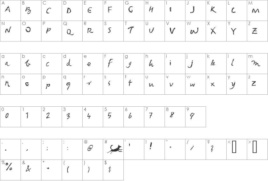 Foxgrunge font character map preview