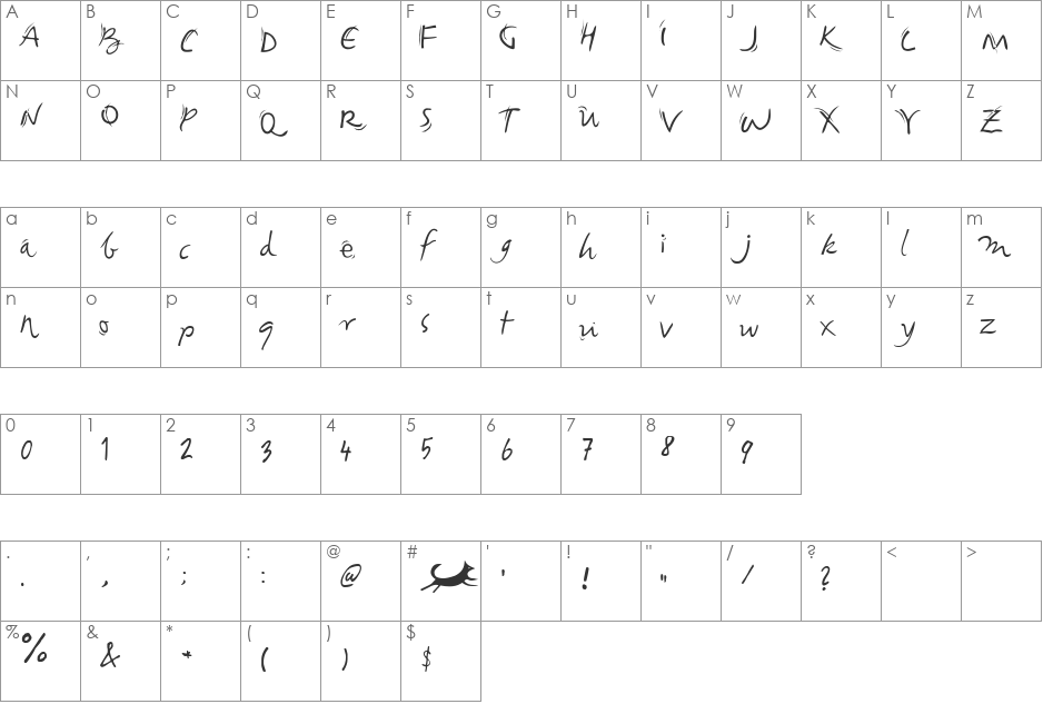 Foxhop font character map preview