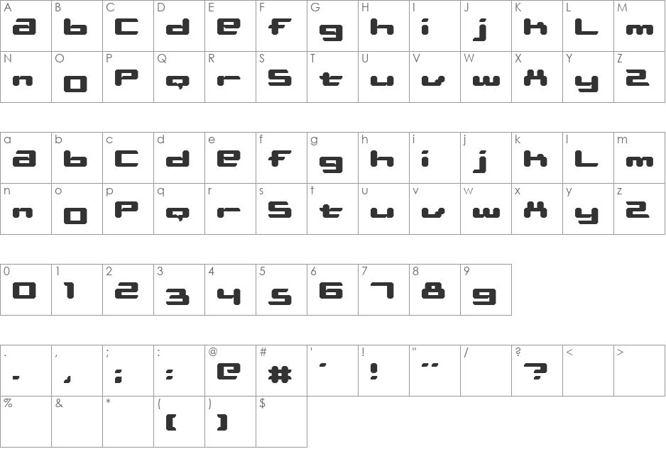 Ablattive font character map preview