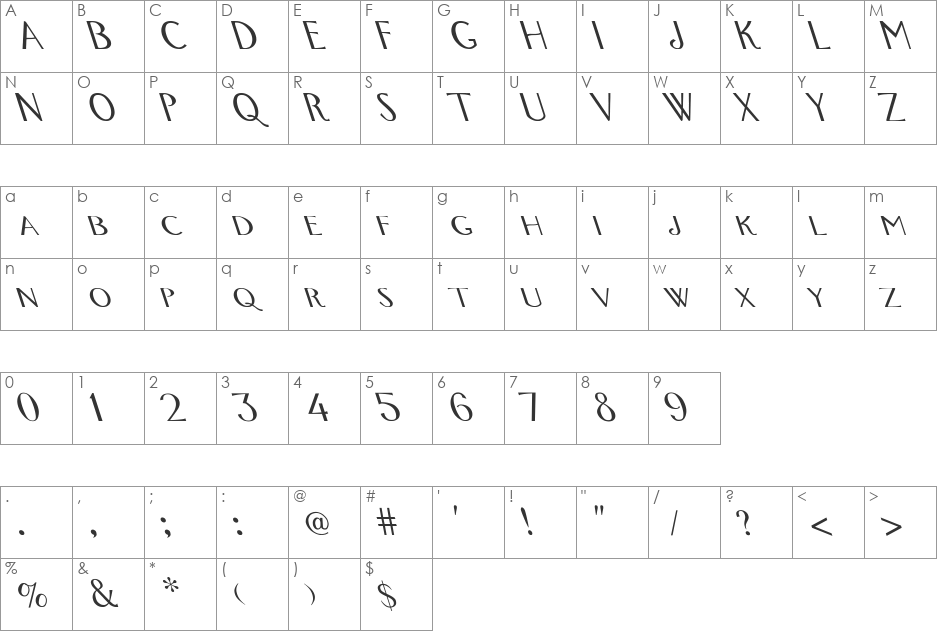 Foxxy Trot to the Left font character map preview