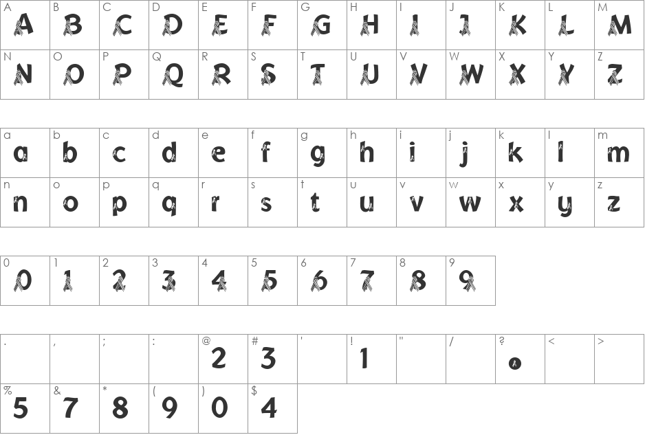 FP UnityRibbon LSF font character map preview