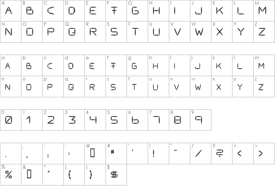 Fracksausen font character map preview