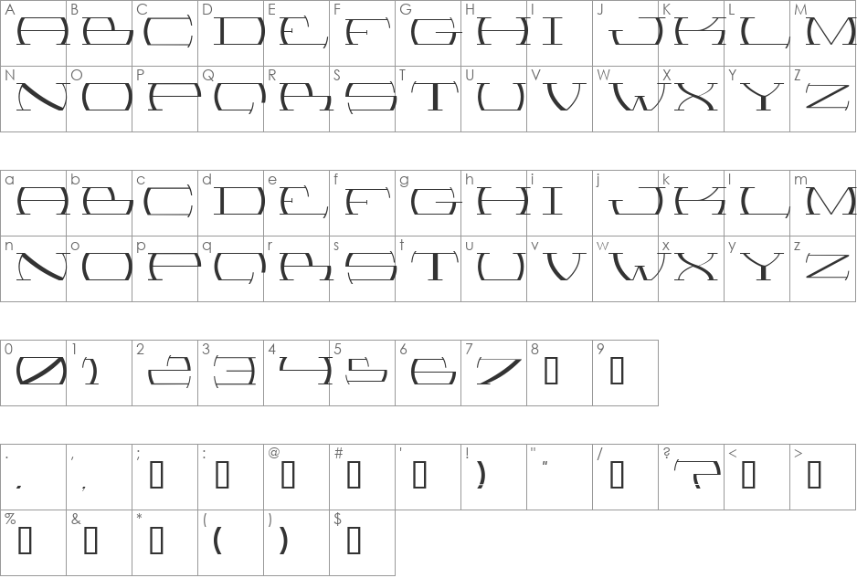 Fragile (Beta 0.2) font character map preview