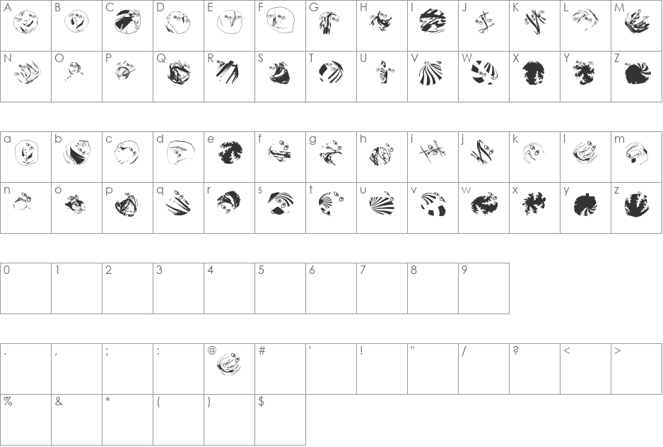 FraktalConPablos font character map preview