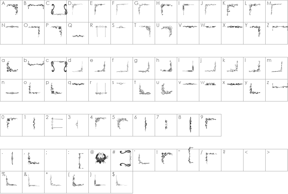 FramesAnd font character map preview