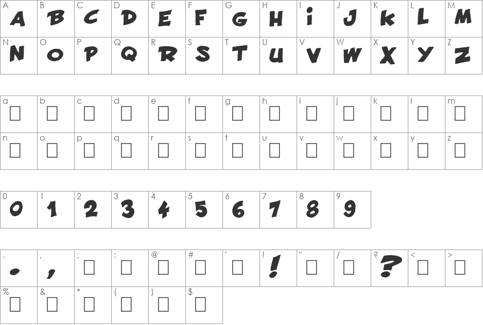 Francobelge font character map preview
