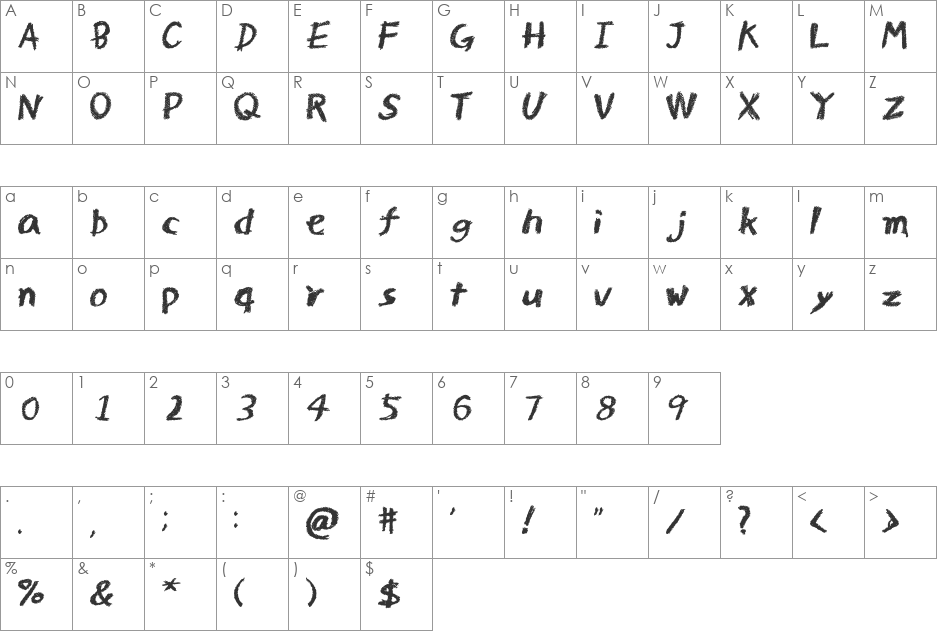 Ange Regular font character map preview