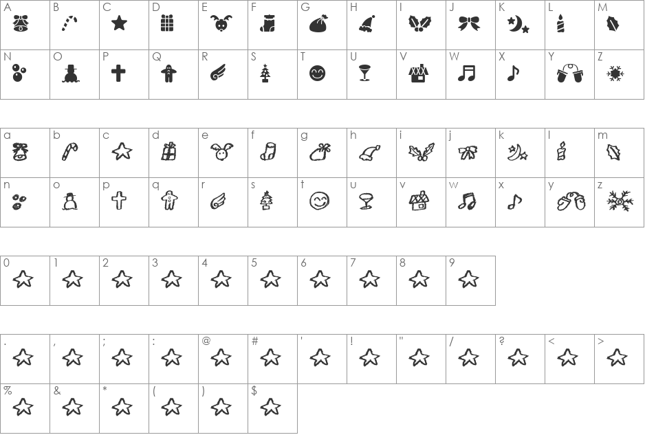 Ange Symbol font character map preview