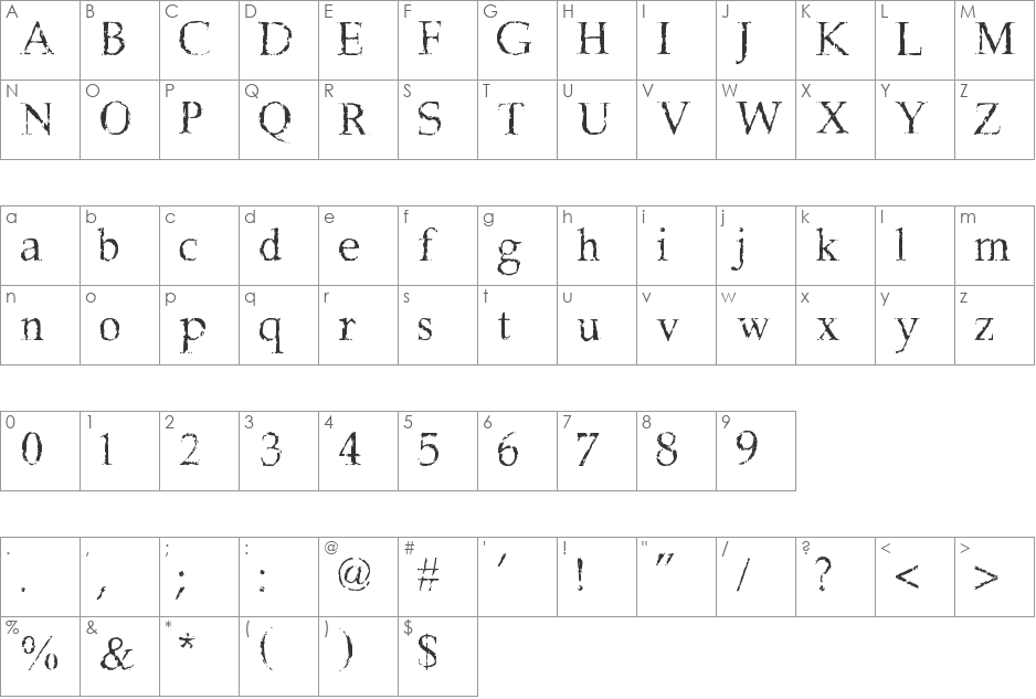 Frank Black font character map preview
