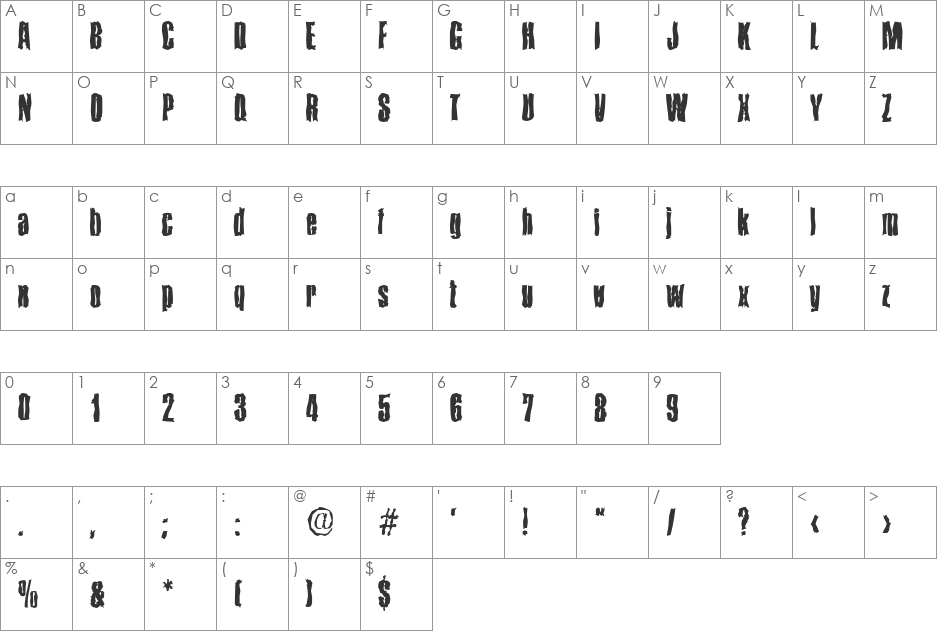 FrankBeckerRandom font character map preview