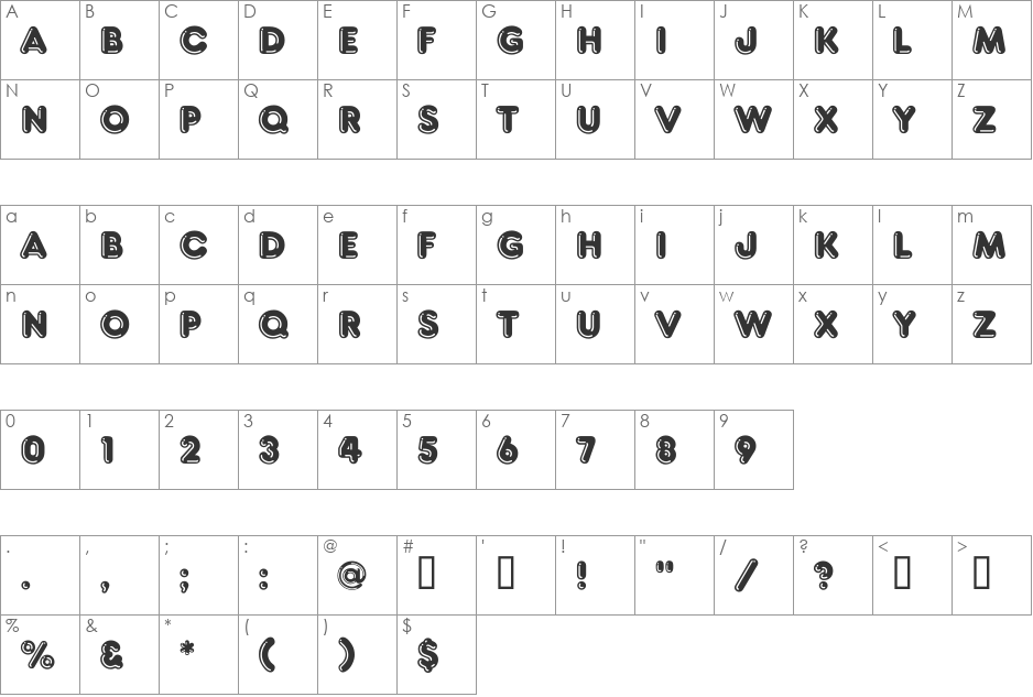 FrankC font character map preview