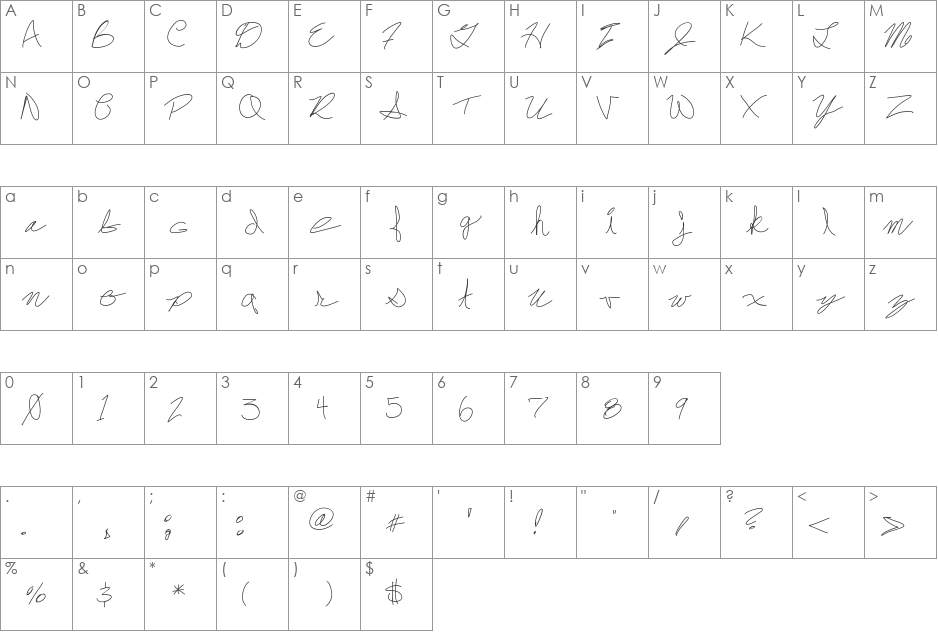 FrankDrebon font character map preview