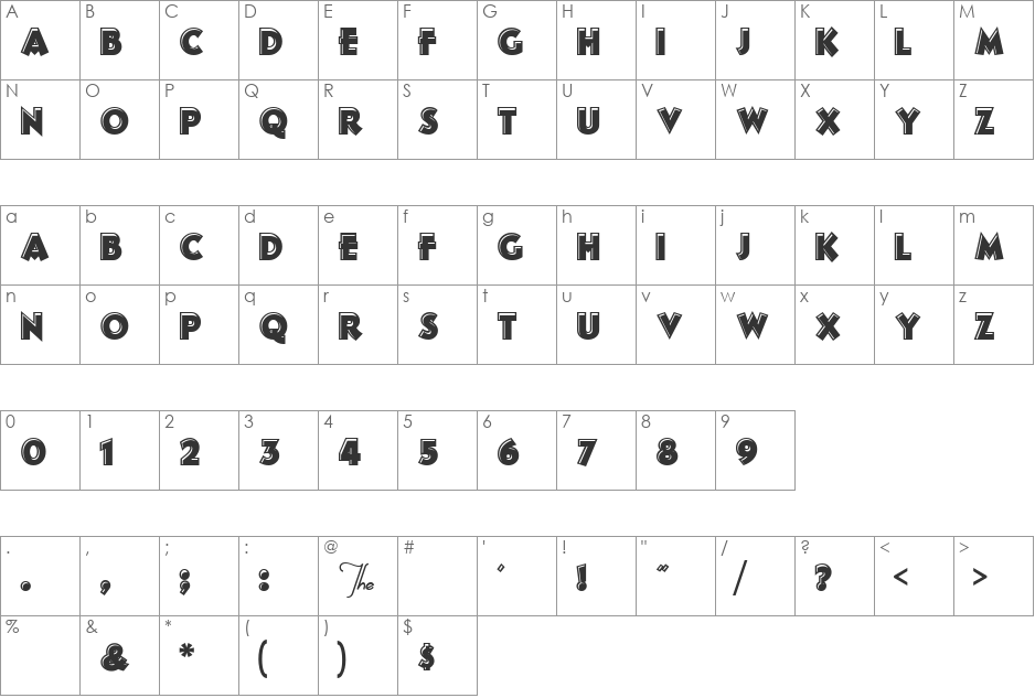 Frankens Stein Capital font character map preview