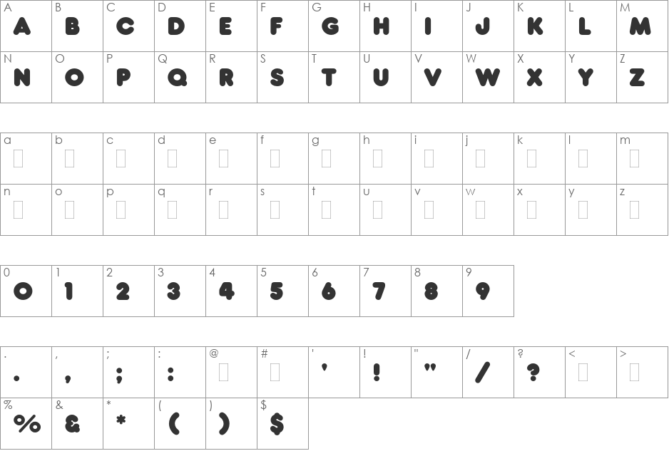 Frankfurter font character map preview