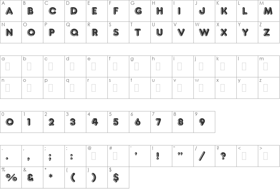 Frankfurter Highlight font character map preview