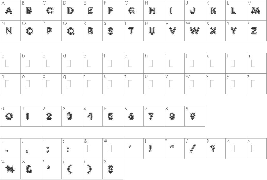 Frankfurter Inline font character map preview