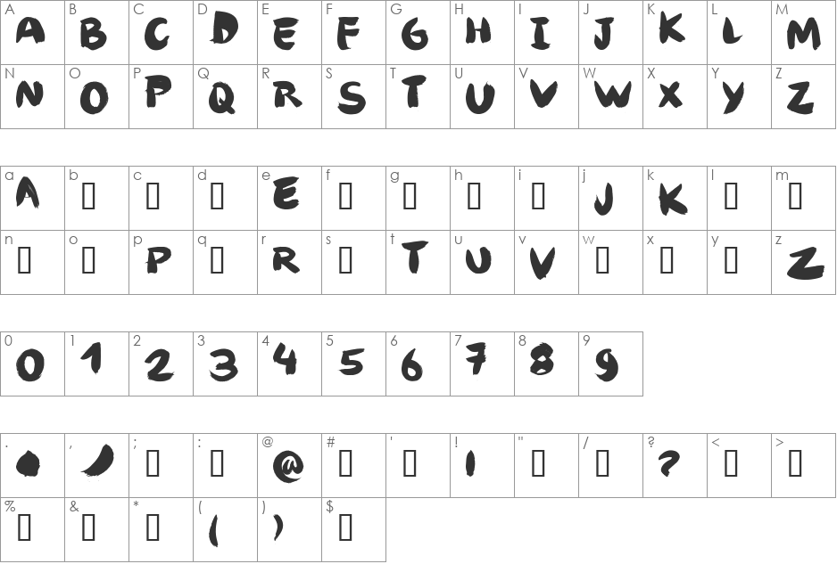 Angel Brotxa font character map preview