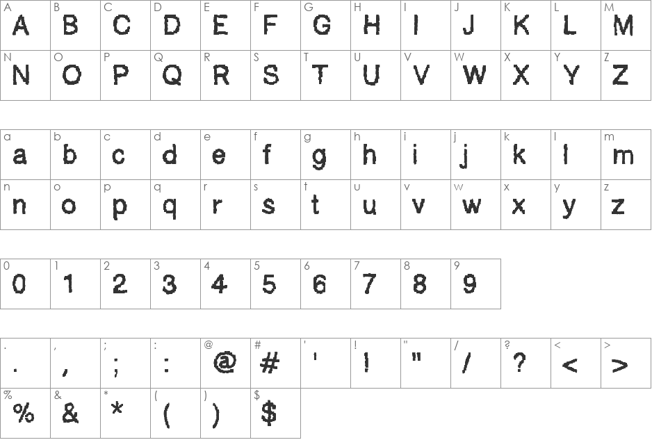 AblockyFont font character map preview