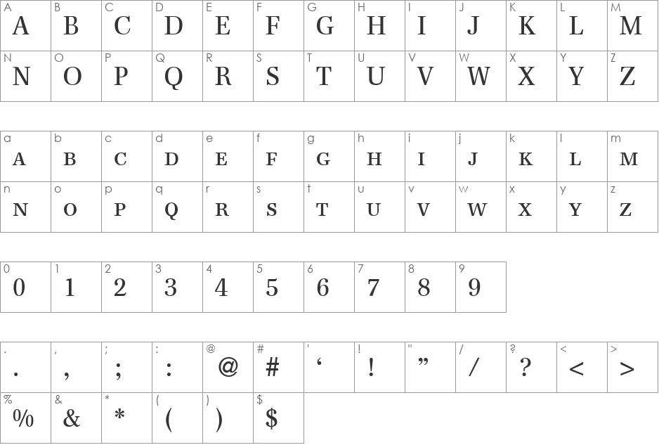 FranklinSerifSmc font character map preview