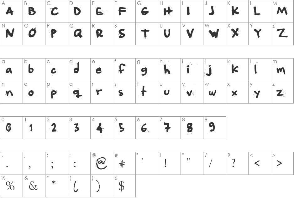 Angeleobardo font character map preview