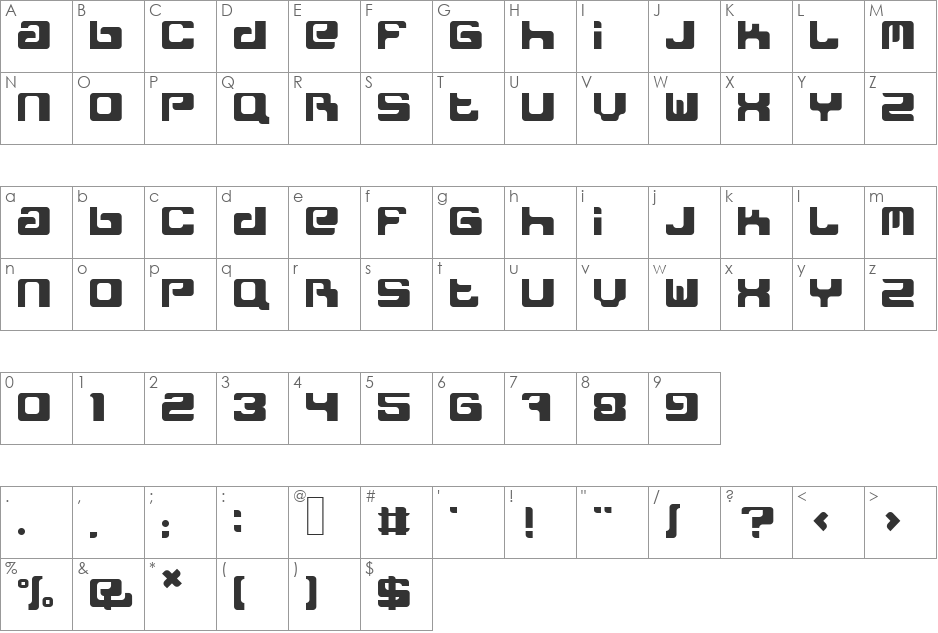 Freak font character map preview