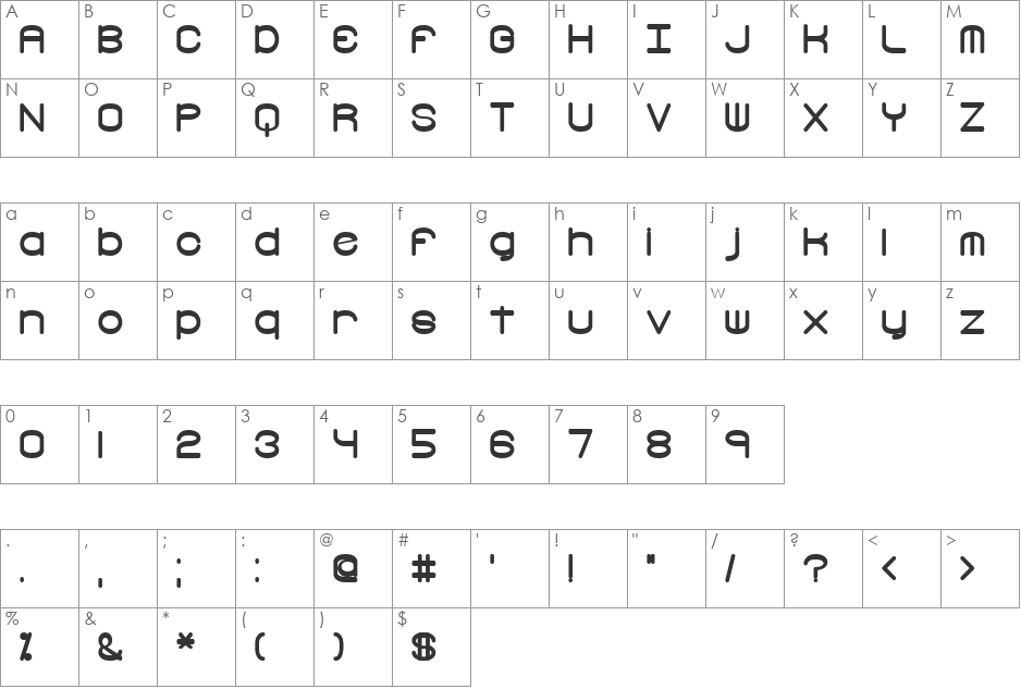 Freak Turbulence BRK font character map preview