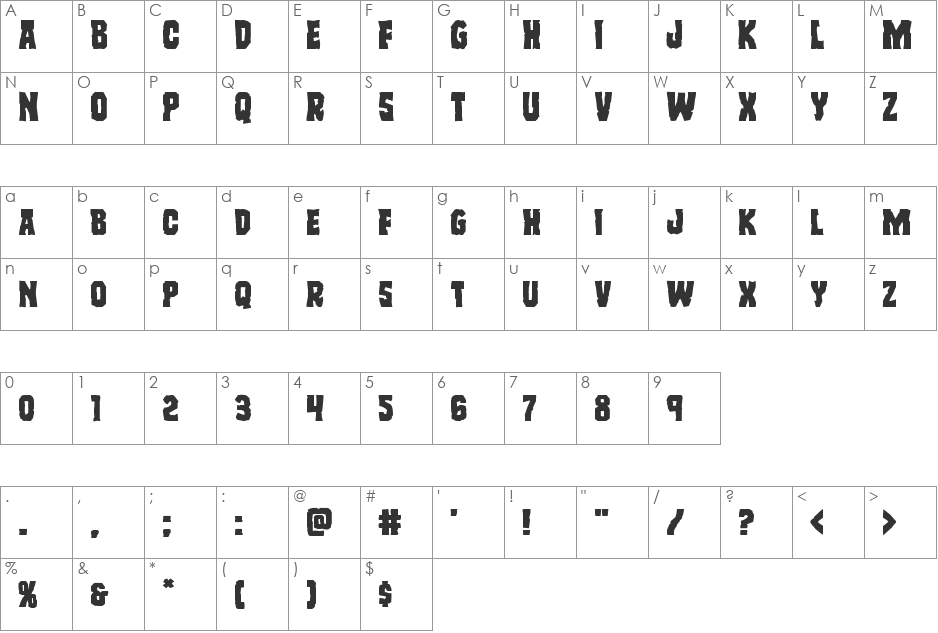 Freakfinder Expanded font character map preview