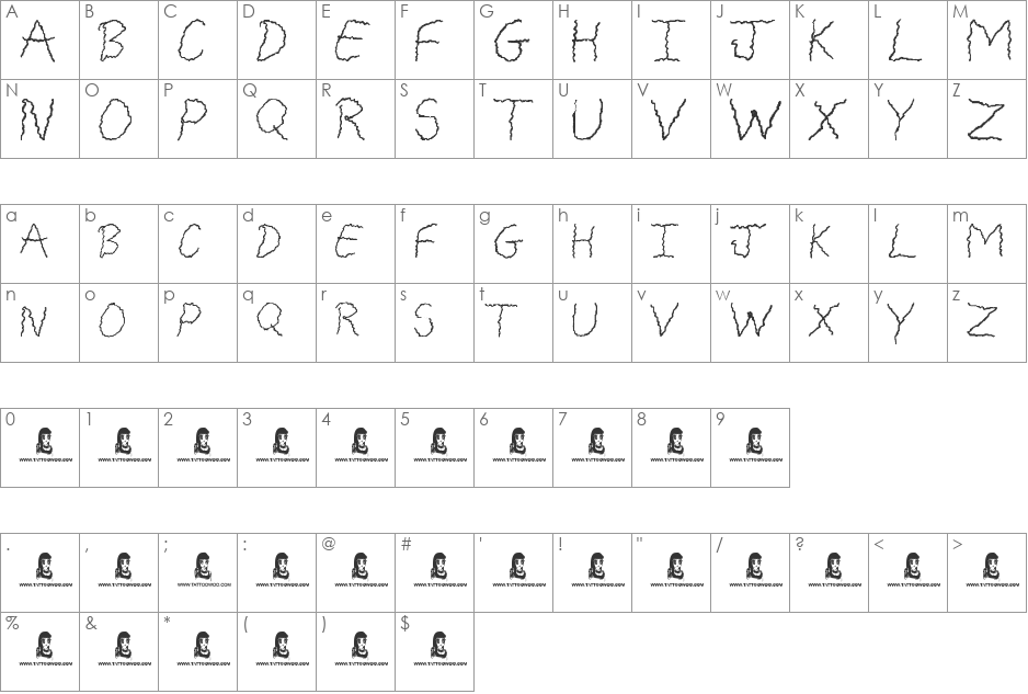 Freaky Fonts font character map preview
