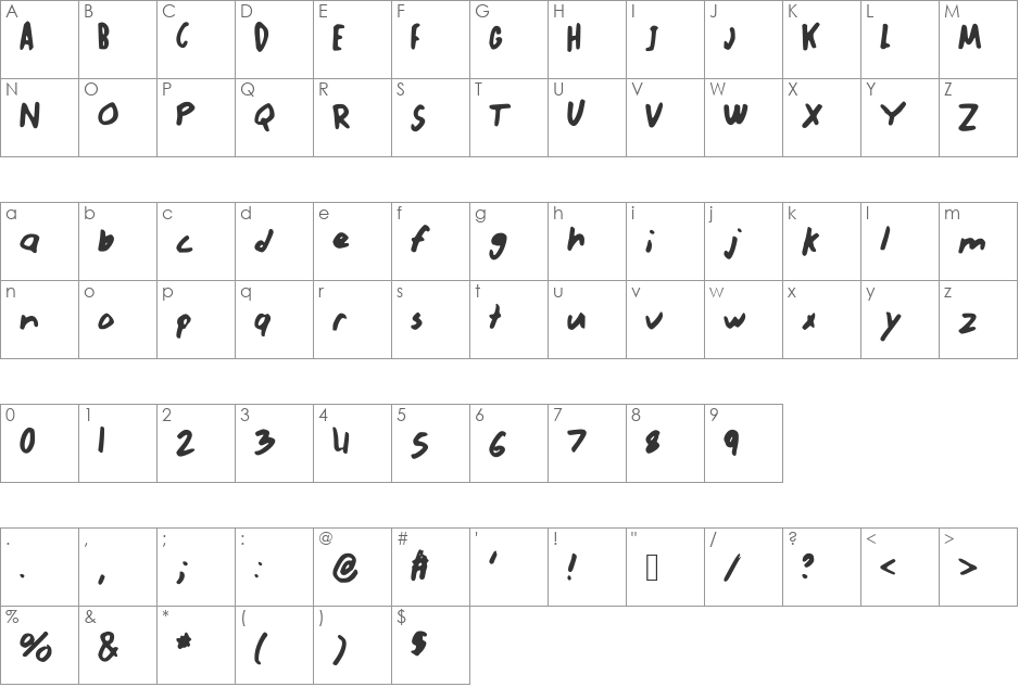 ABNORMAL font character map preview