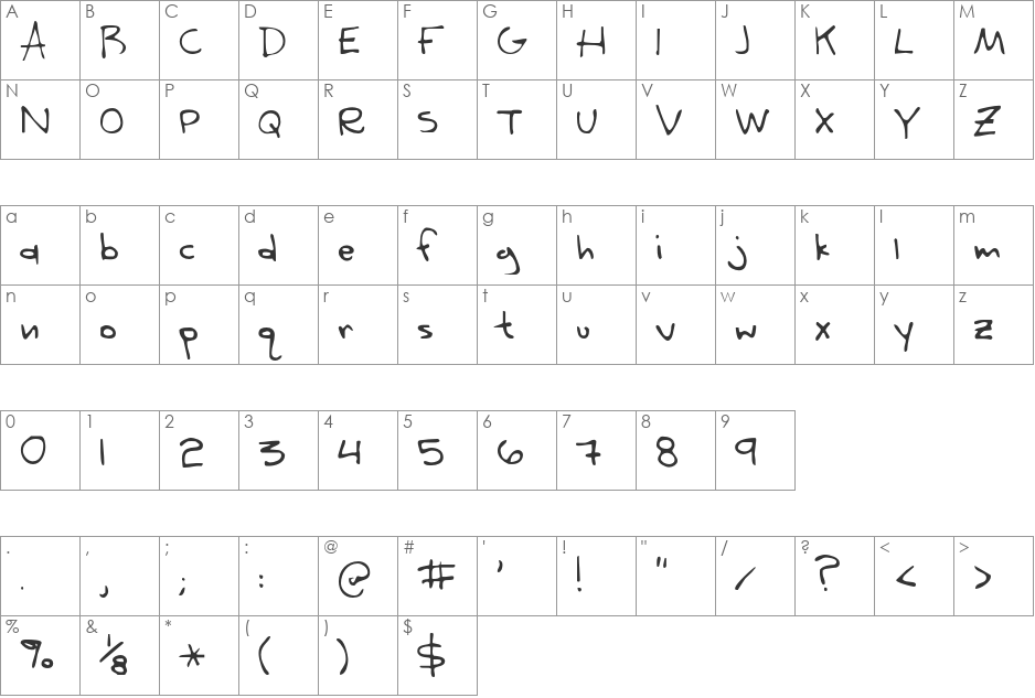 Frederick YOFF font character map preview