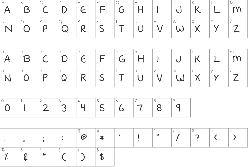 Fredfont font character map preview