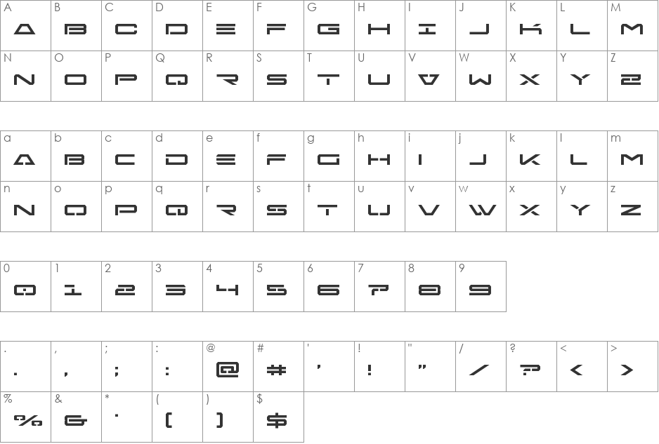 Agent Semi-Italic font character map preview