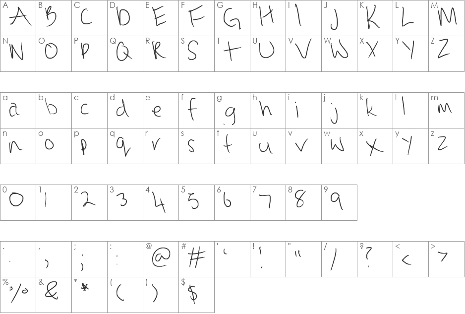 Fall font character map preview