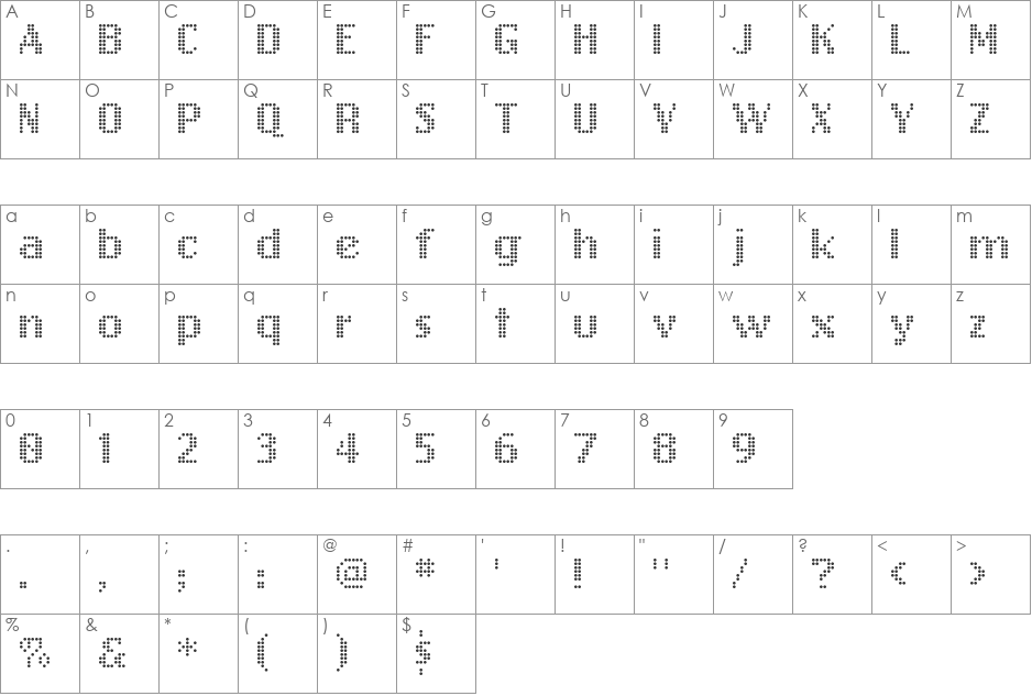 FreeDesign001Dotdot font character map preview