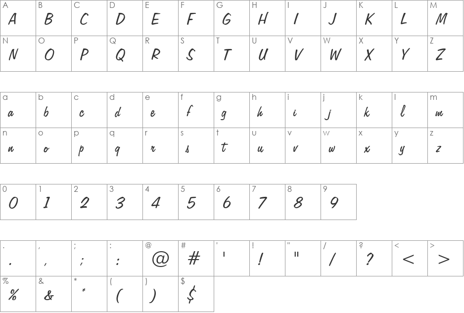 Freehand575 BT font character map preview