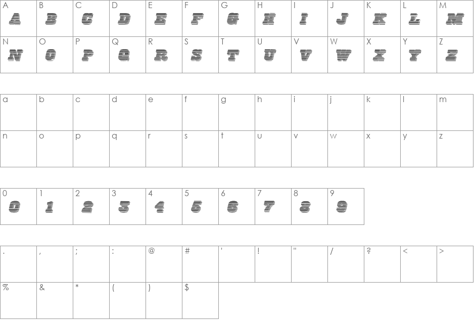 FreeLine font character map preview