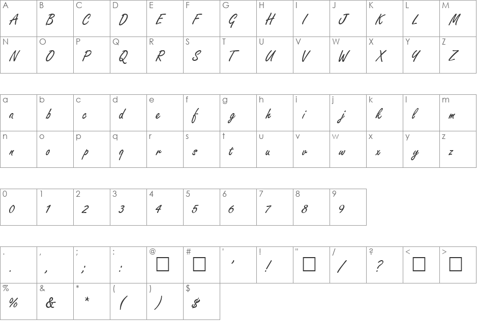 FreeStyle font character map preview