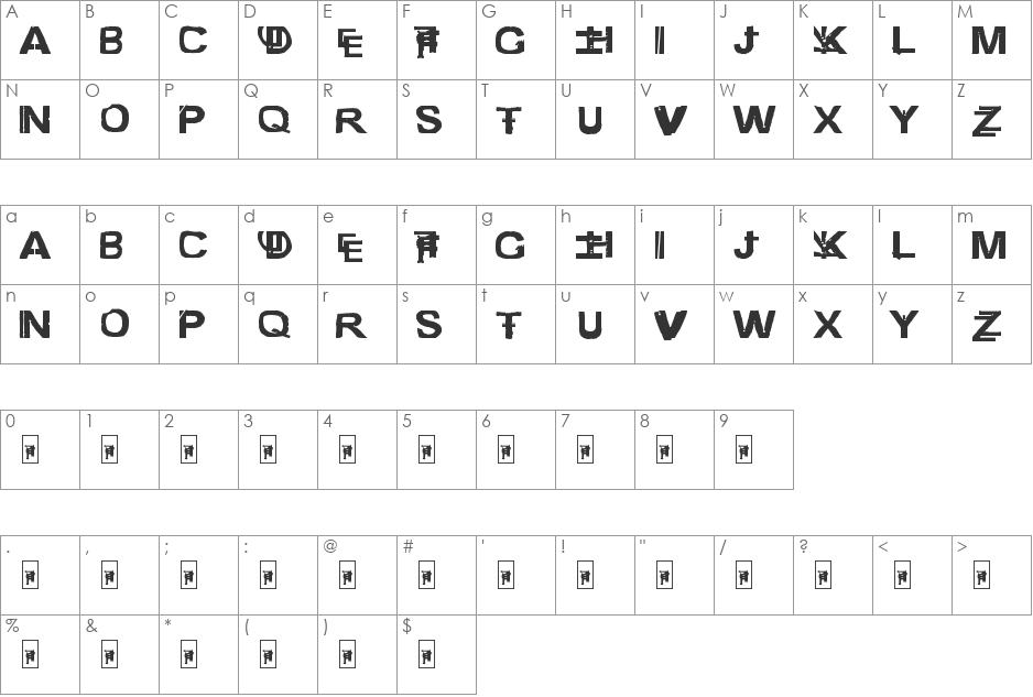 freestyler ancient f6(modified) font character map preview