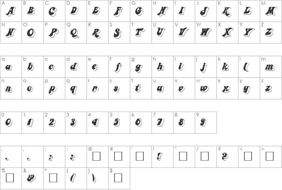 Fremont font character map preview