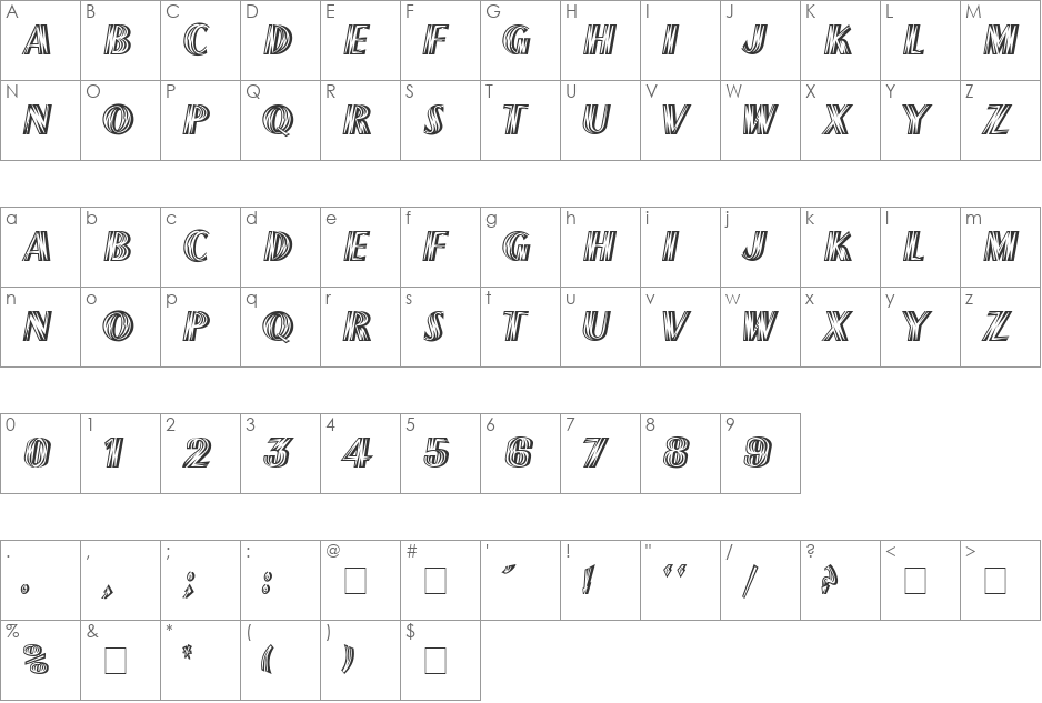 FrenchFlash font character map preview