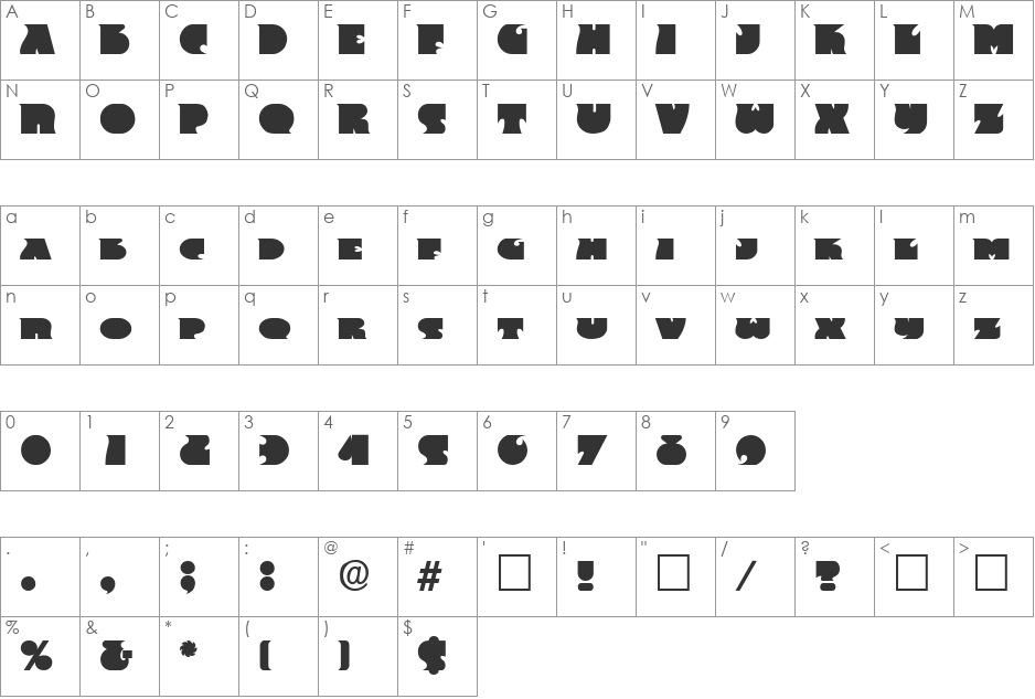 Frency font character map preview
