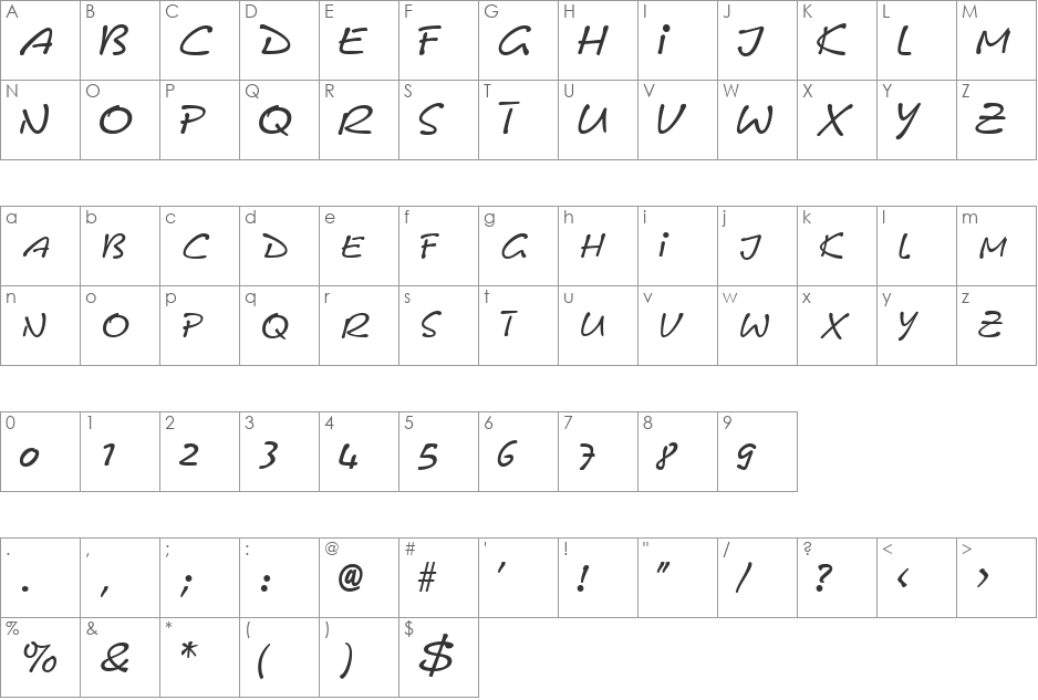 FreneticSCapsSSK font character map preview