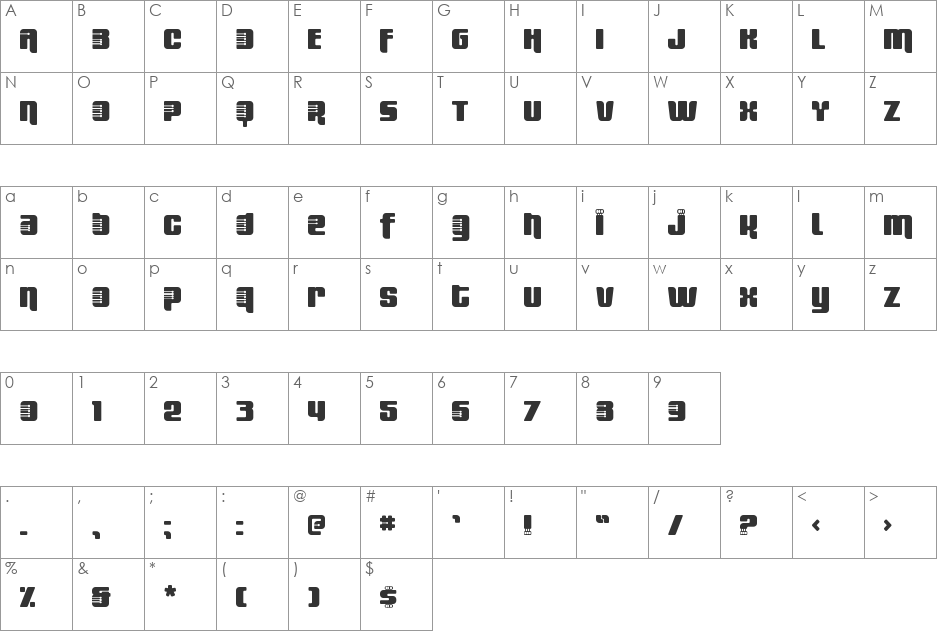 Fresh Bionik SE font character map preview