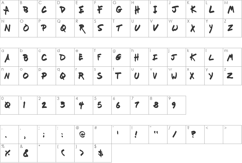 Fresh Marker font character map preview