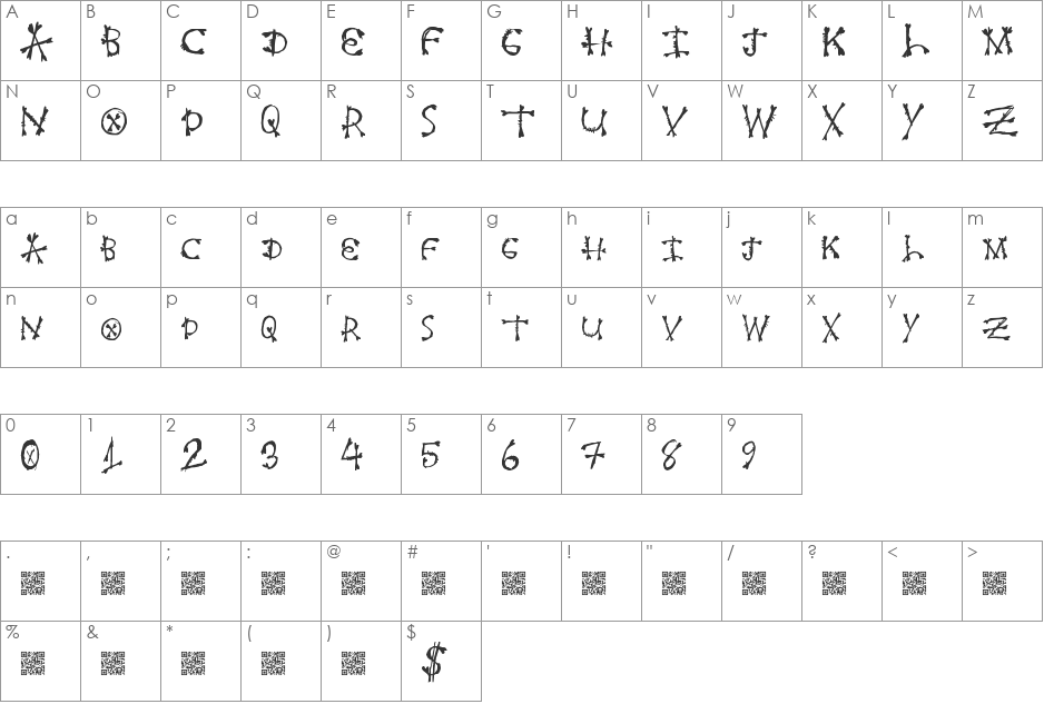 FreshBone font character map preview