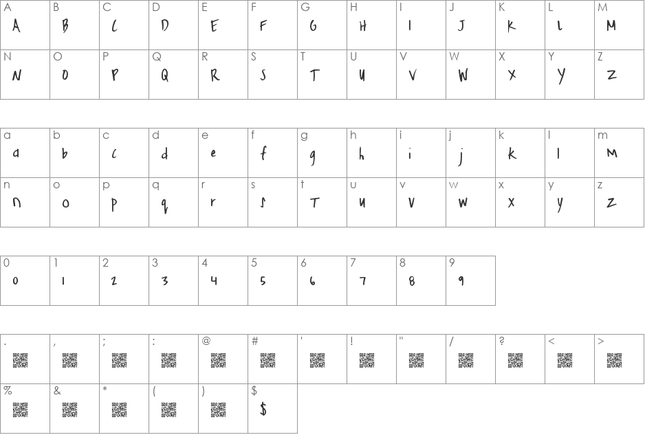 FreshHoliday font character map preview