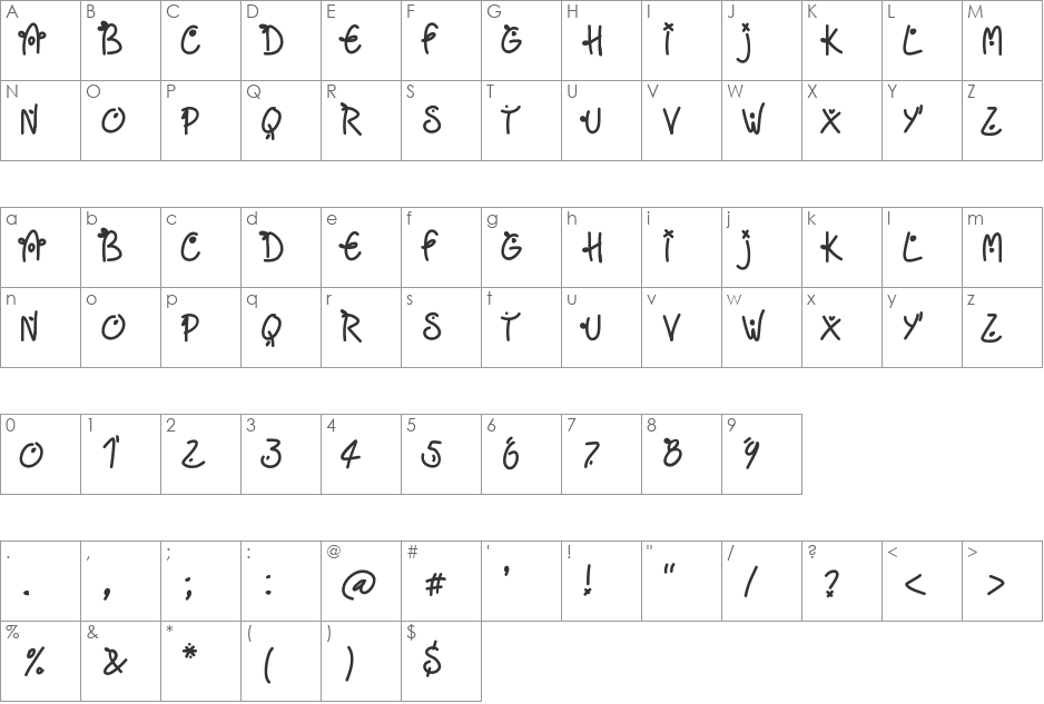 Fridayfreedotslight font character map preview