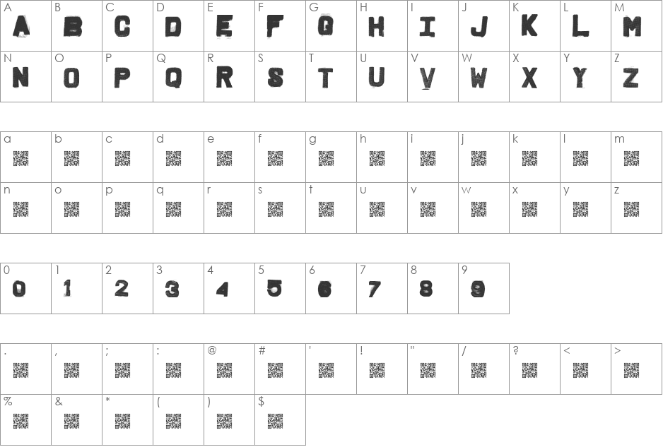FridgeLetters font character map preview