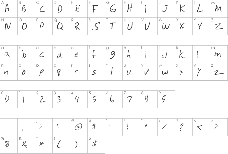 FRIEDL font character map preview